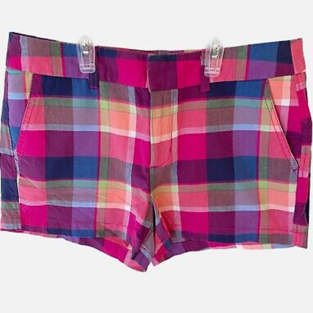 Khakis by GAP City 3" Short Blue Purple Plaid on Pink